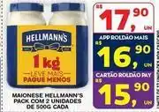 Roldão Hellmann's - maionese pack com 2 unidades de 500g cada oferta
