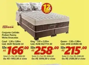 Lojas Becker Conjunto Colchao Probon Poema Molas ensacadas 1.38x1.88m oferta