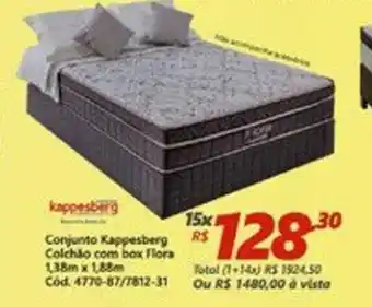 Conjunto Kappesberg Colchao com box Flora 1.38m x 1.88m