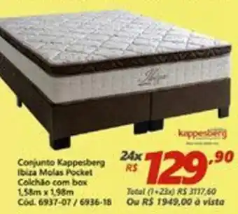 Conjunto Kappesberg Ibiza molas Pocket Colchao com box 1.58m x 1.98m