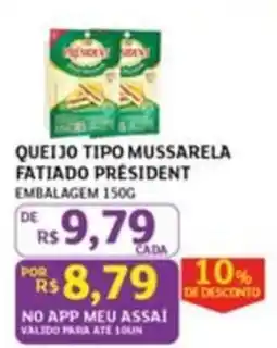 Assaí Atacadista queijo tipo mussarela fatiado presidente oferta