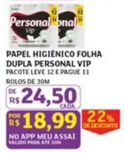 Assaí Atacadista Papel higiênico folha dupla personal vip oferta