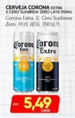Novo Mix Cerveja corona extra e cero sunbrew zero lata oferta