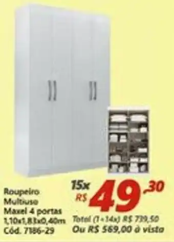 Roupeiro Multiuso Maxel 4 Portas