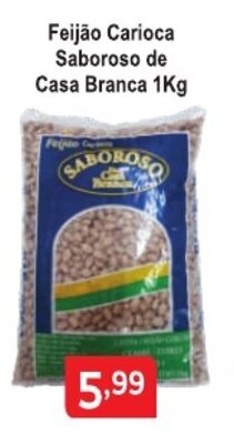 Calvo Atacadista Feijao Carioca Saboroso de Casa Branca 1kg oferta