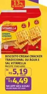 Assaí Atacadista Vitarella - biscoito cream cracker tradicional ou agua e sal oferta