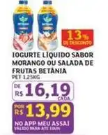 Assaí Atacadista Betânia - iogurte liquido sabor morango ou salada de frutas oferta