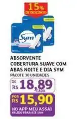 Assaí Atacadista Sym - absorvente cobertura suave com abas noite e dia oferta
