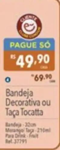 Gigante Atacadista Bandeja Decorativa ou Taça Tocatta oferta