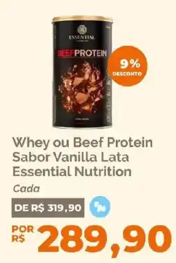 Oba Hortifruti Whey ou beef protein sabor vanilla lata essential nutrition oferta