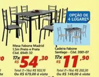 Lojas Becker Mesa Fabone Madrid 1.5m Preto e Prata oferta