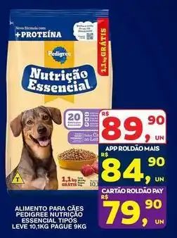 Roldão Pedigree - alimento para cães nutrição essential, tipos leve oferta