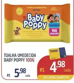 Quartetto Supermercados toalha umedecida baby poppy oferta