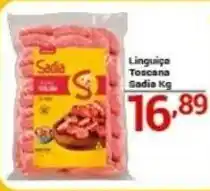 X Supermercados Linguíça Toscana Sadia Kg oferta