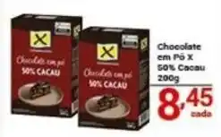 X Supermercados Chocolate em pó x 50% cacao oferta