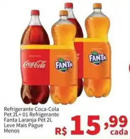 Macromix Atacado Refrigerante Coca-Cola Pet 2L+ 01 Refrigerante Fanta Laranja Pet 2L oferta