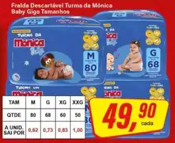 Rede Supermarket Fralda Descartável Turma da Mônica Baby Giga Tamanhos oferta
