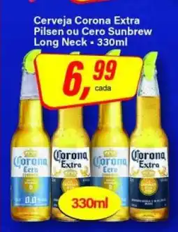 Rede Supermarket Cerveja Corona Extra Pilsen ou Cero Sunbrew Long Neck oferta