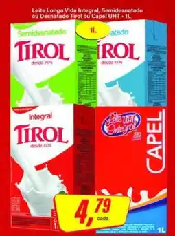 Rede Supermarket Leite Longa Vida Integral, Semidesnatado ou Desnatado Tirol ou Capel UHT - 1L oferta