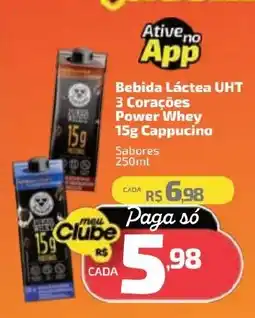 Supermercado Jacomar Bebida Láctea UHT 3 Corações Power Whey Cappucino oferta