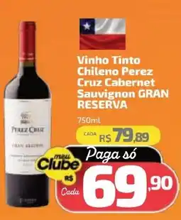 Supermercado Jacomar Vinho Tinto Chileno Perez Cruz Cabernet Sauvignon GRAN RESERVA oferta