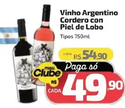 Supermercado Jacomar Vinho Argentino Cordero con Piel de Lobo oferta