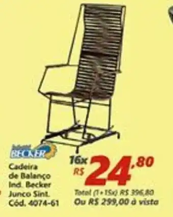 Lojas Becker Cadeira De Balanco Ind. Becker Junco Sint. oferta