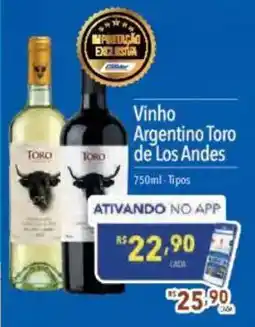 Supermercados Condor Vinho Argentino Toro de Los Andes oferta