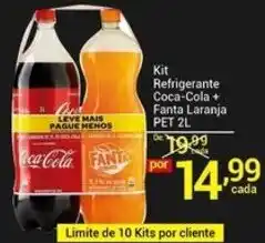 X Supermercados Kit Refrigerante Coca-Cola + Fanta Laranja PET oferta