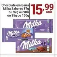 X Supermercados Chocolate em Barra Milka Sabores oferta