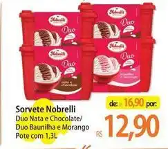 Atacadão Nobrelli - sorvete duo nata e chocolate/ duo baunilha e morango pote com oferta