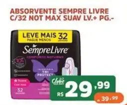 Supermercados Pague Menos Absorvente sempre livre c/32 not max suav lv.+ pg.- oferta