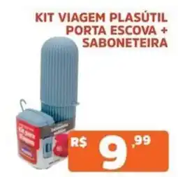 Supermercados Pague Menos kit viagem plasútil porta escova + saboneteira oferta