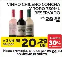 Lider Atacadista vinho chileno concha y toro 750ml reservado oferta