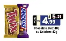 Royal Supermercados Chocolate twix 40g ou snickers 42g oferta