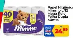 Tonin Superatacado Mimmo - papel higiênico c/12 mega rolo folha dupla 40mts oferta