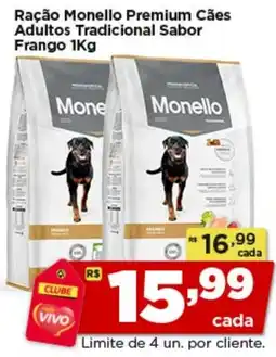 Rede Vivo Ração Monello Premium Cães Adultos Tradicional Sabor Frango oferta