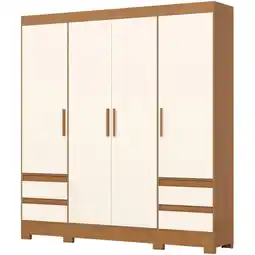 Benoit Guarda Roupa / Roupeiro Henn B383-221 4 Portas 4 Gavetas 215 x 203 x 42,5cm oferta