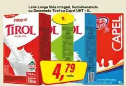 Rede Supermarket Leite longa vida integral, semidesnatado ou desnatado tirol ou capel uht oferta