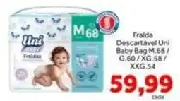 Shibata Supermercados Fralda descartável uni baby bag oferta