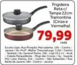 Shibata Supermercados Frigideira Reta c/ Tampa 22cm Tramontina (Cinza e Vermelha) oferta