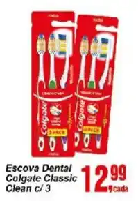 Negreiros Escova Dental Colgate Classic Clean c/ 3 oferta