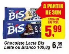 Negreiros Chocolate Lacta Bis Leite ou Branco oferta