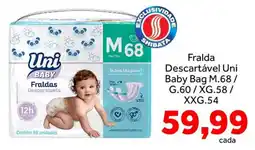 Shibata Supermercados Fralda descartável uni baby bag oferta