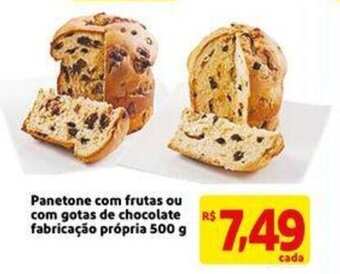 Panetone com frutas ou com gotas de chocolate fabricacao propria 500g