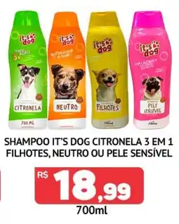 Super Nicolini Shampoo it's dog citronela 3 em 1 filhotes, neutro ou pele sensível oferta