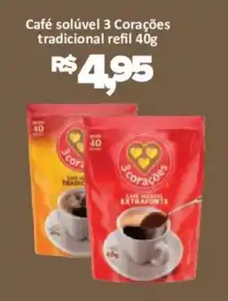 Supermercados Savegnago Café solúvel 3 Corações tradicional refil oferta