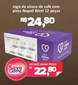 Supermercados Savegnago Jogo de xícara de café com pires nápoli oferta