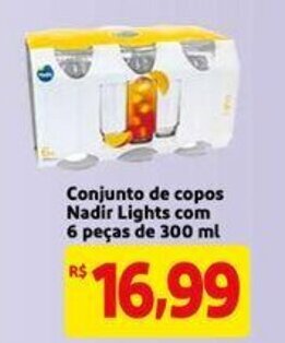 Mercado Extra Conjunto de copos Nadir Lights com 6 pecas de 300ml oferta