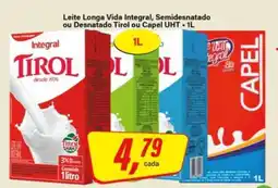 Rede Supermarket Leite Longa Vida Integral, Semidesnatado ou Desnatado Tirol ou Capel UHT - 1L oferta